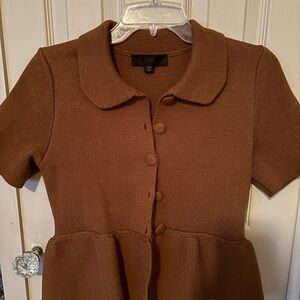 Zara Chocolate Button-Up Knit Top